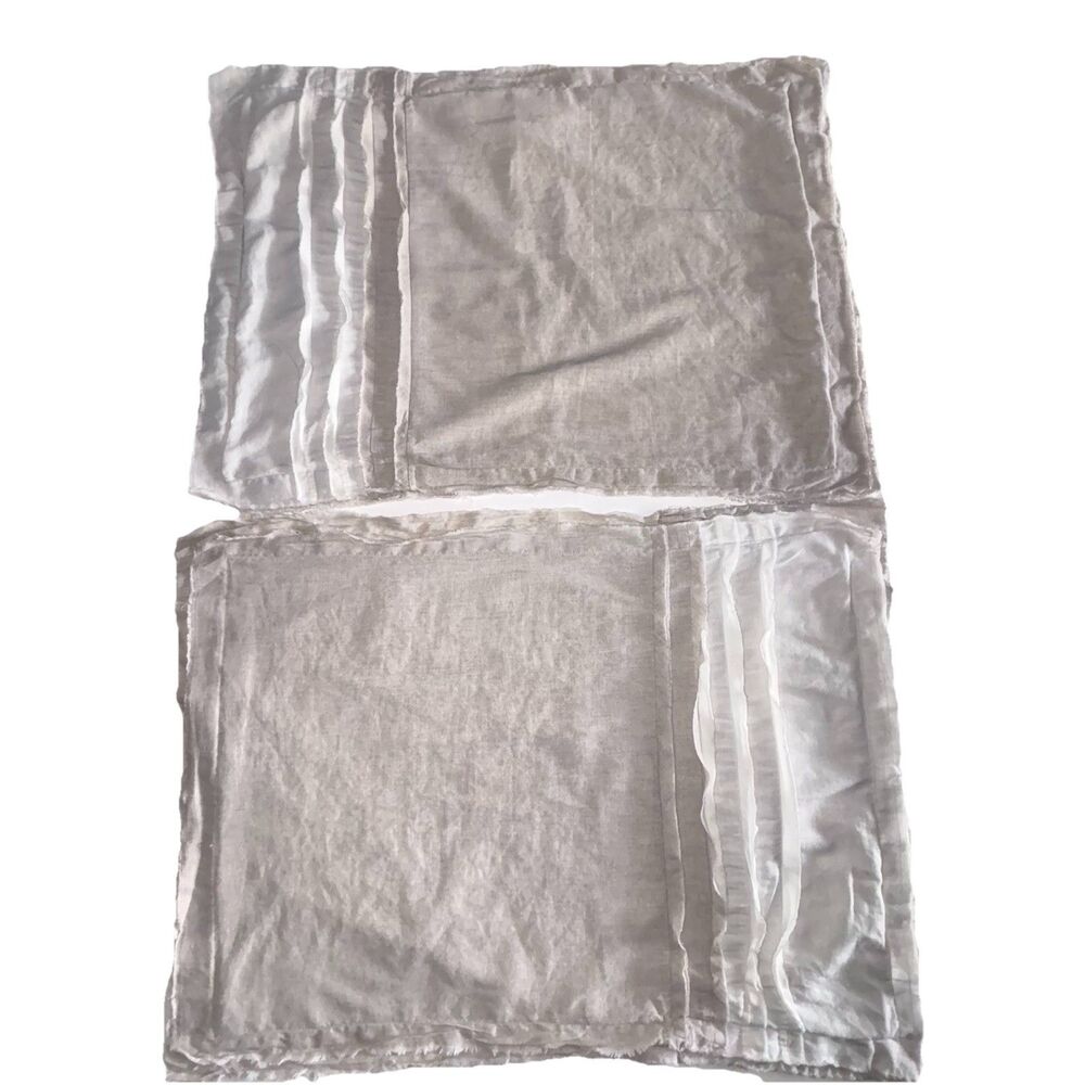 Urban Outfitters Beige Ivory  Set 2 Pillow Shams Linen Cotton Standard Raw Edge